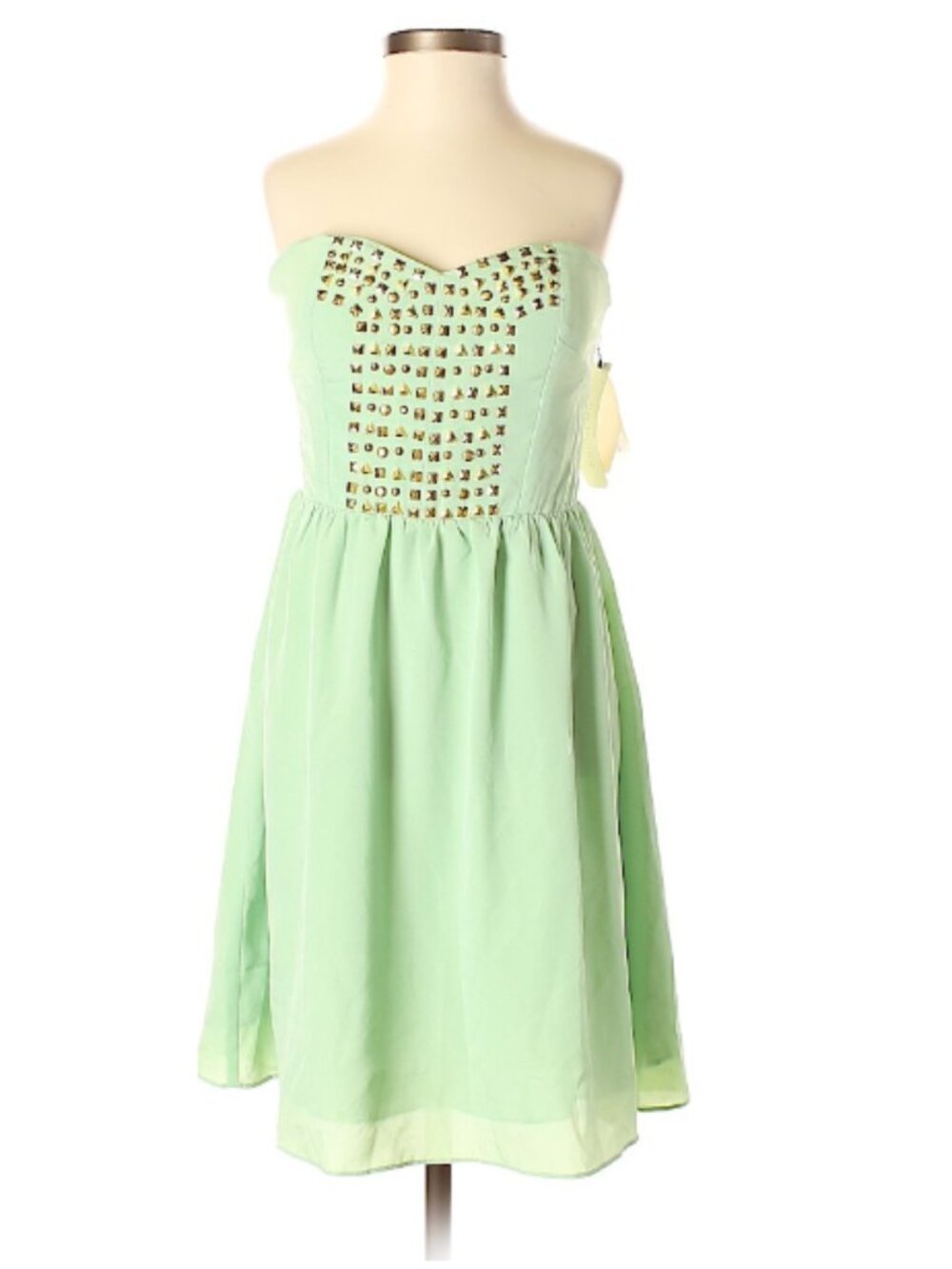 Miss Me Couture Gold Studded Pastel Green Dress